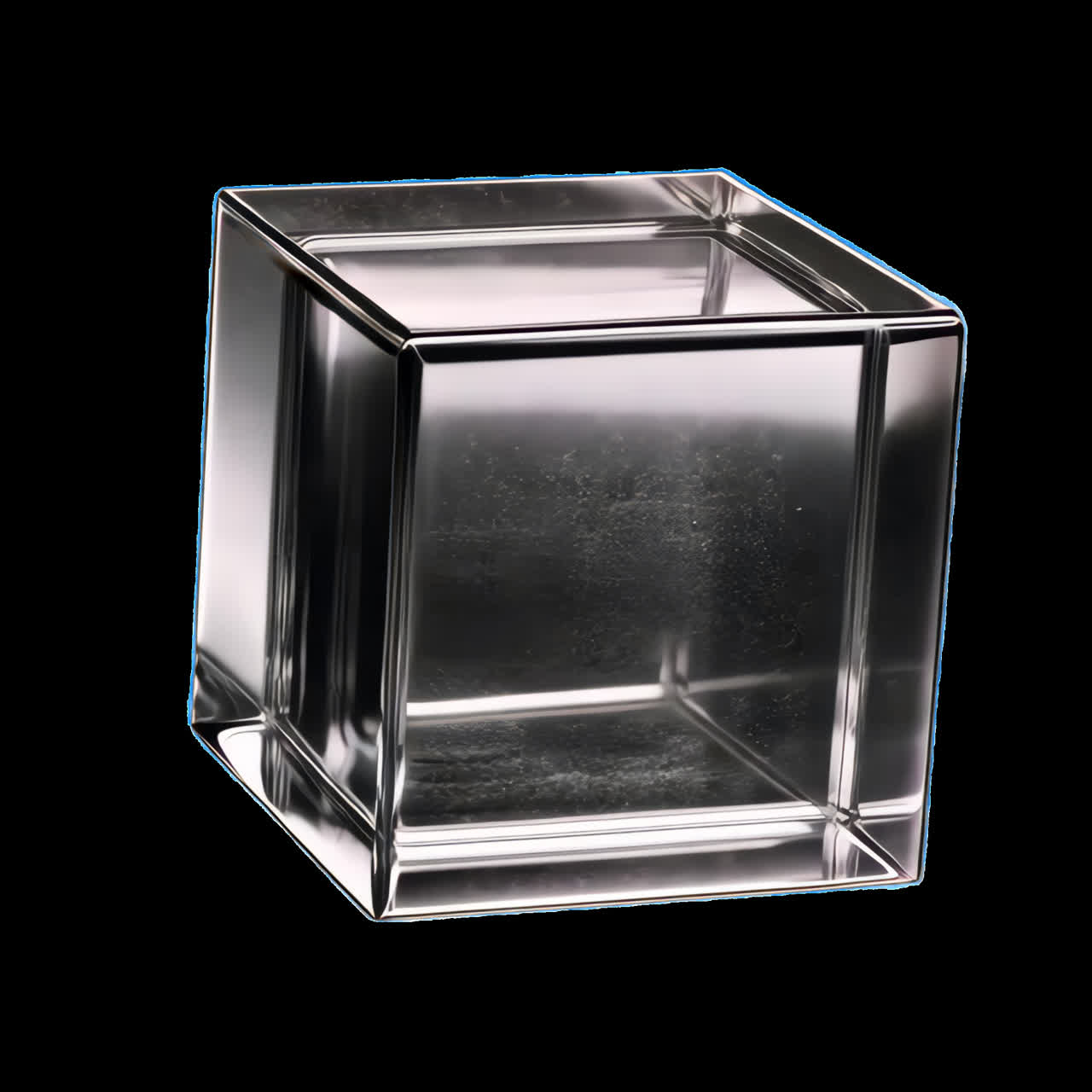 Transparent geometric glass cube animation isolated asset, transparent 4K video, alpha channel