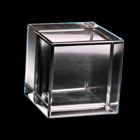 Transparent geometric glass cube animation isolated asset, transparent 4K video, alpha channel
