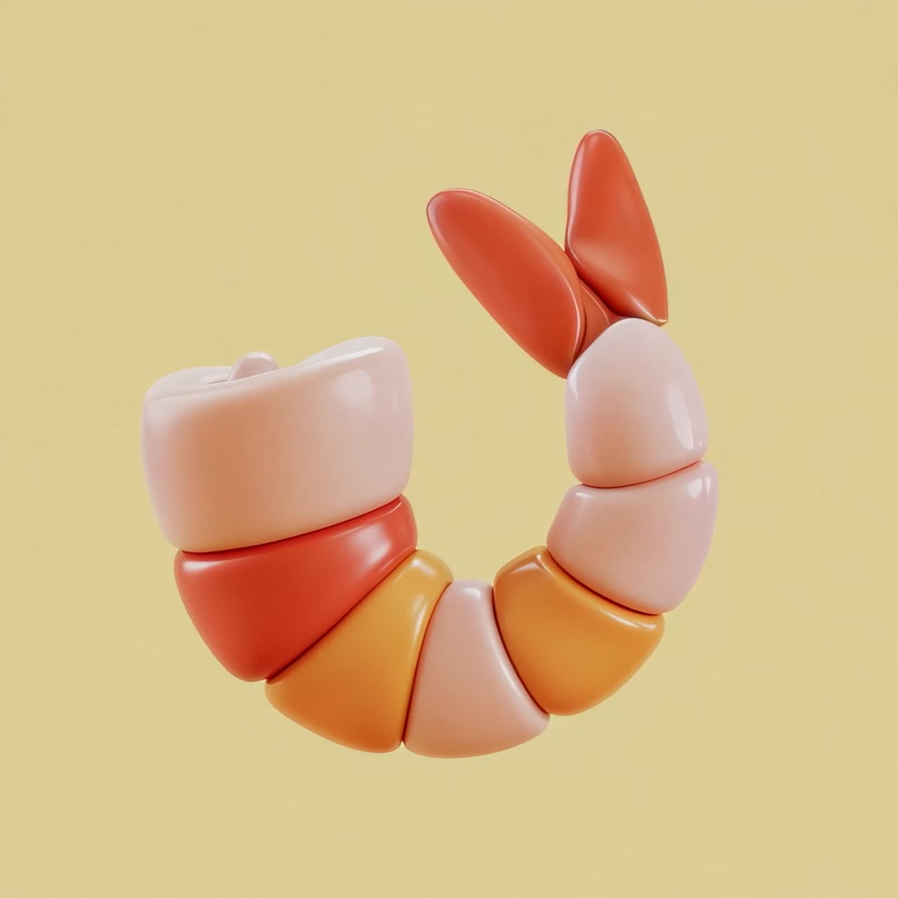 Stylized 3D Render of a Shrimp
