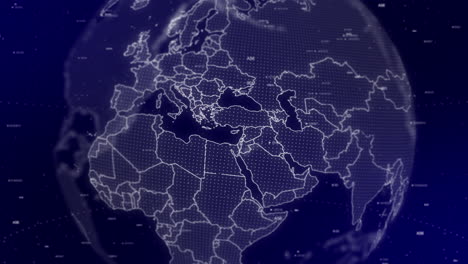 a cinematic video background showcases a digital globe rotating, zooming in on cyprus country