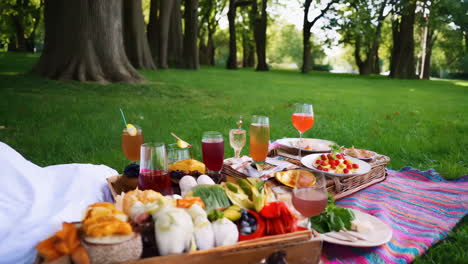 luxurious picnic feast in a serene park setting