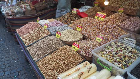 turkish market with nuts, spices, and sweets