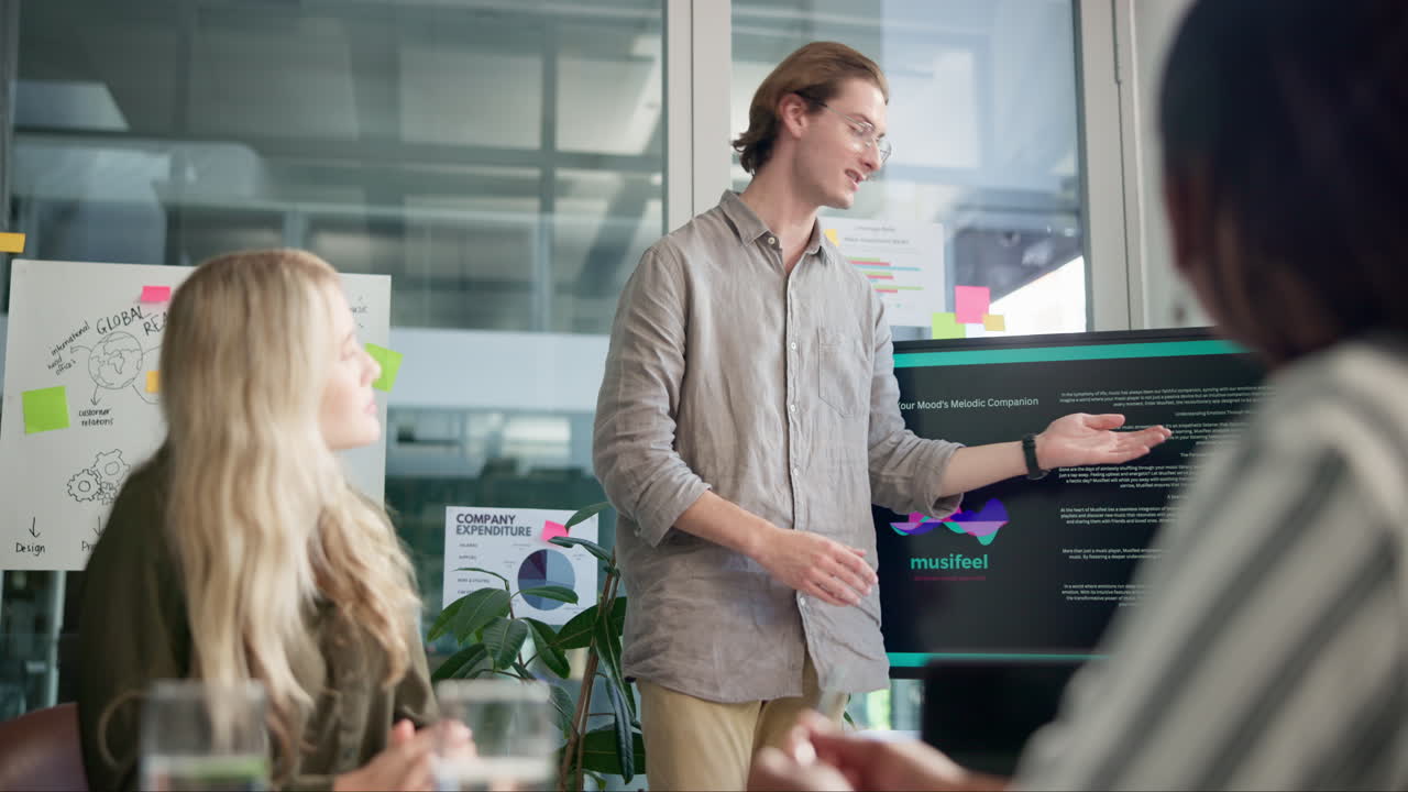 Business meeting and presentation in a modern office