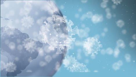 animation of globe and covid 19 cells