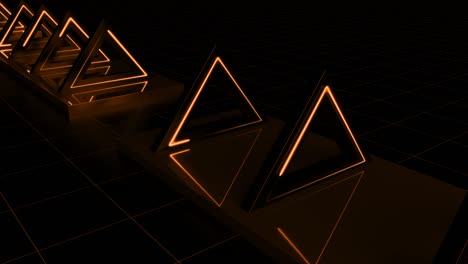 animación en 3d en bucle triángulo naranja concepto de arte sin fin
