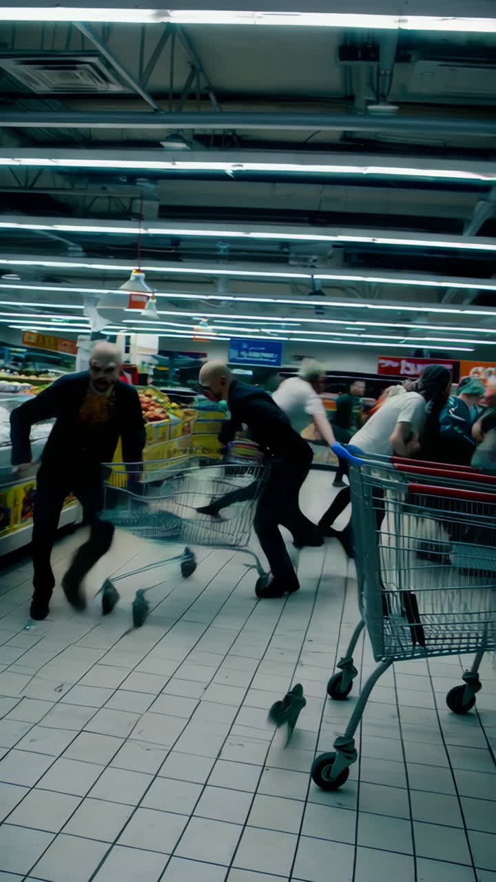 Shoppers in a Supermarket at Night