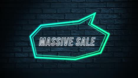 palabras de venta masiva en la burbuja de discurso de neón verde