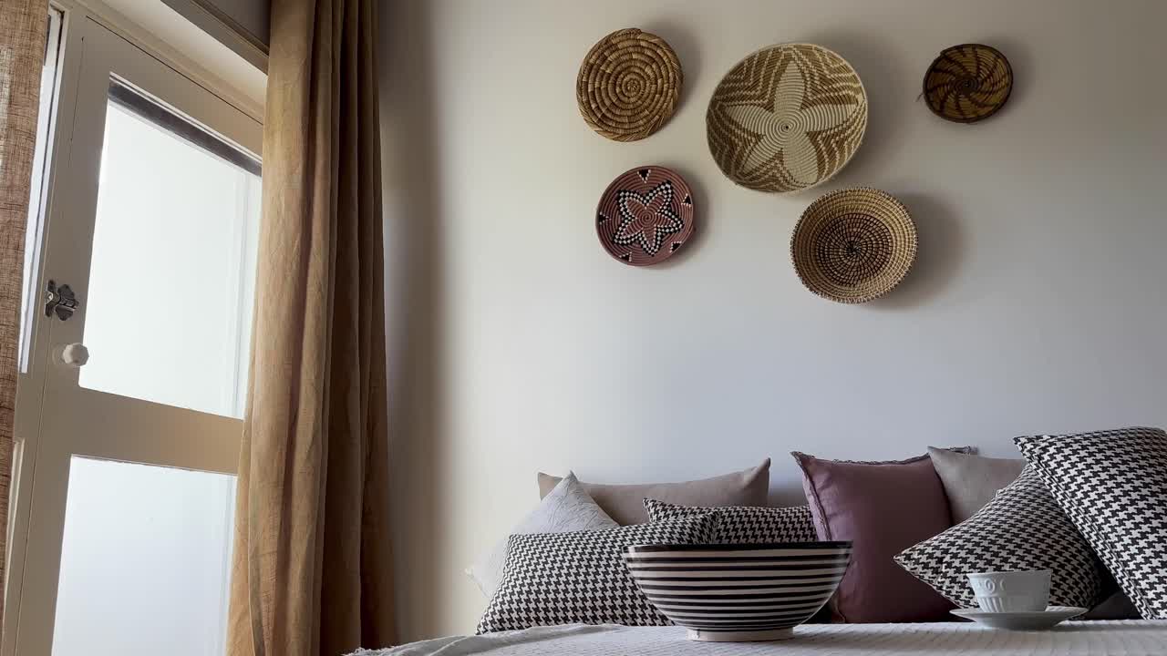 Moroccan boho style room interior traditional decor colorful textiles furniture North Africa