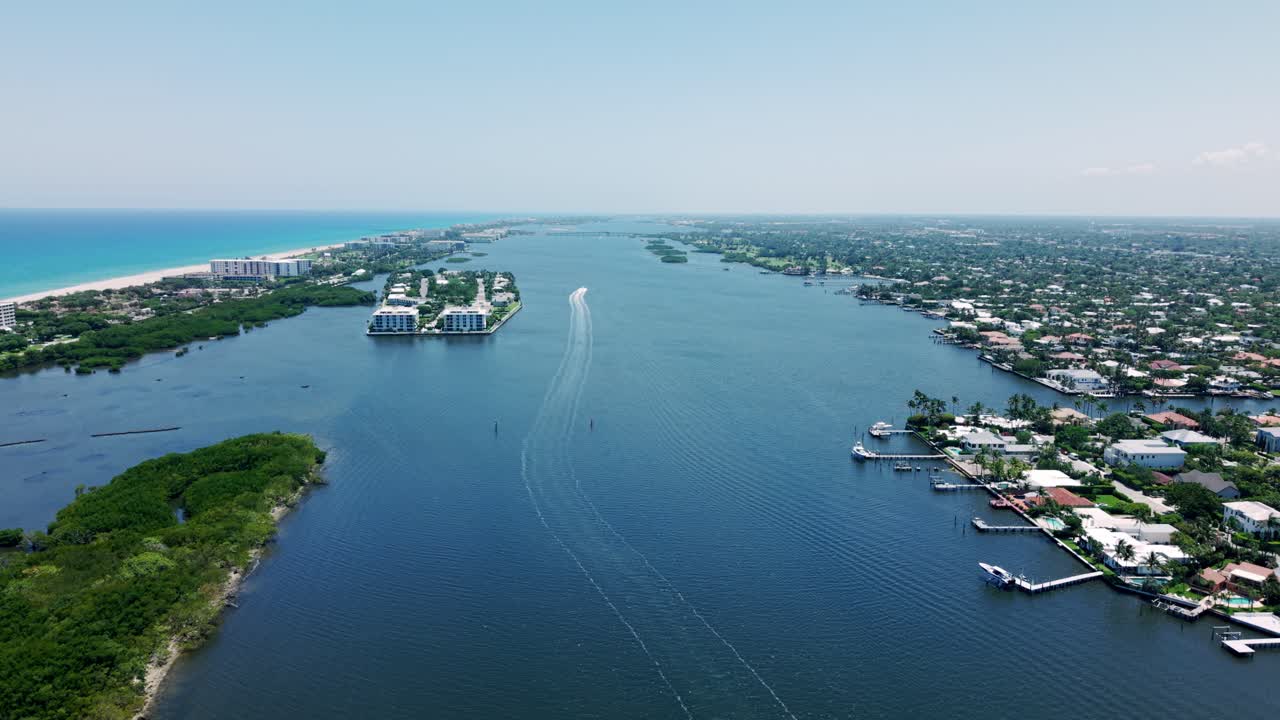Sweeping ocean and coastline near Downtown Flagler Beach, West Palm Beach