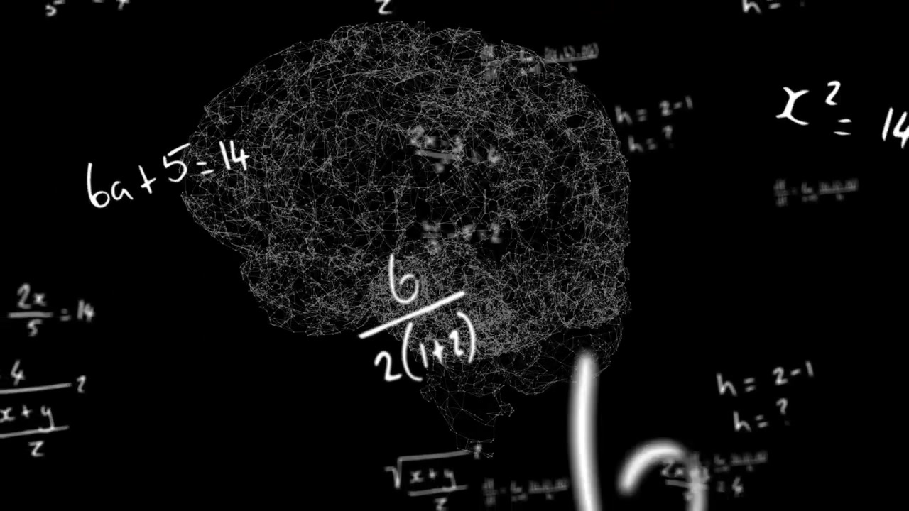Animazione di equazioni matematiche su globo su sfondo nero