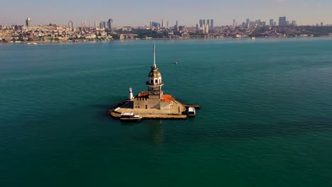 aerial view of maiden's tower also known as leander's tower from istanbul.