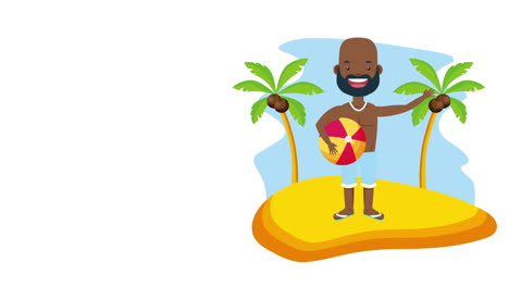 afro man in summer time character