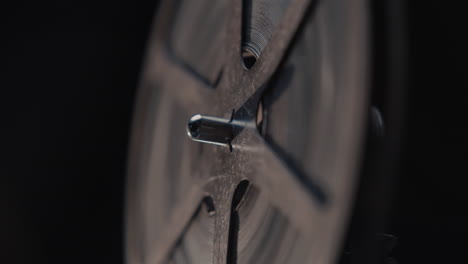 close-up of a vintage film reel