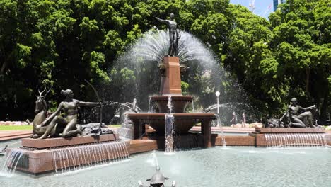 art deco fountain "archibald memorial fountain" one of iconic landmarks in sydney's famous hyde park