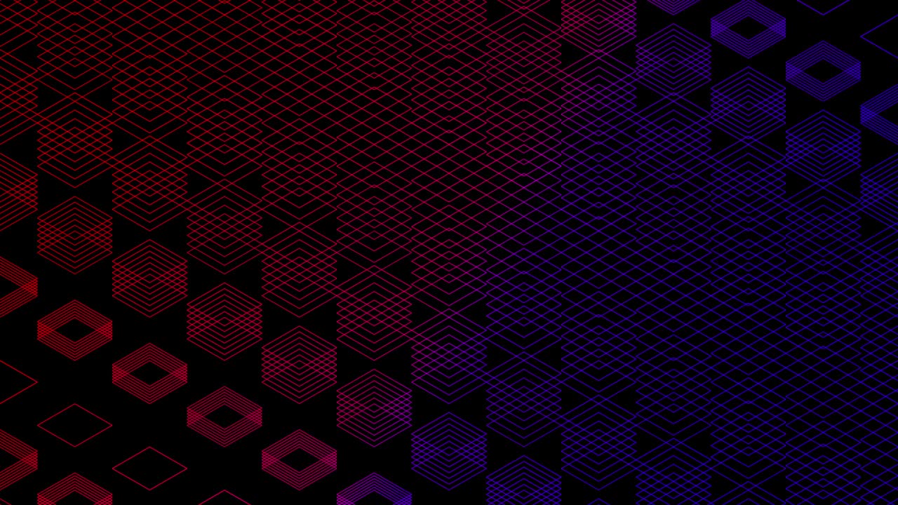 Abstract line 3D virtual isometric square lighting moving, Blockchain technology network digital data transfer, glowing on black background seamless looping animation 4K with matte alpha channel