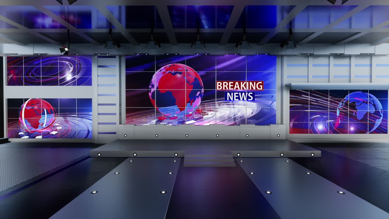 el bucle de noticias del estudio de televisión virtual 3d