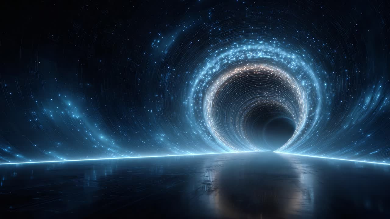 A Stunning Visual Journey Through a Hypnotic Tunnel of Stars and Light, Evoking the Depths of Space and the Wonders of Cosmic Exploration