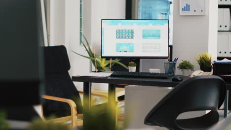 computer screen on brokerage firm office desk showing volatile stock exchange