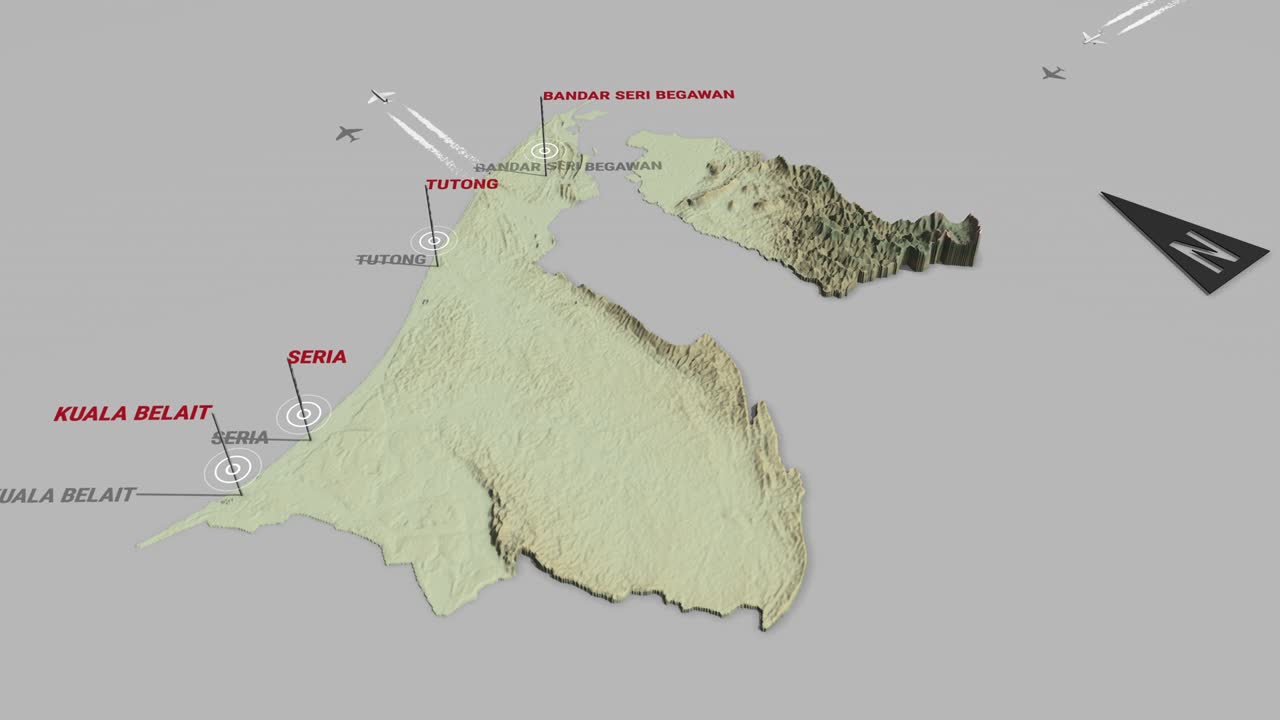 3d 지형 지도 브루나이 다루살람