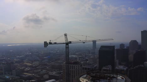 busy crane working at the world trade center in new orleans