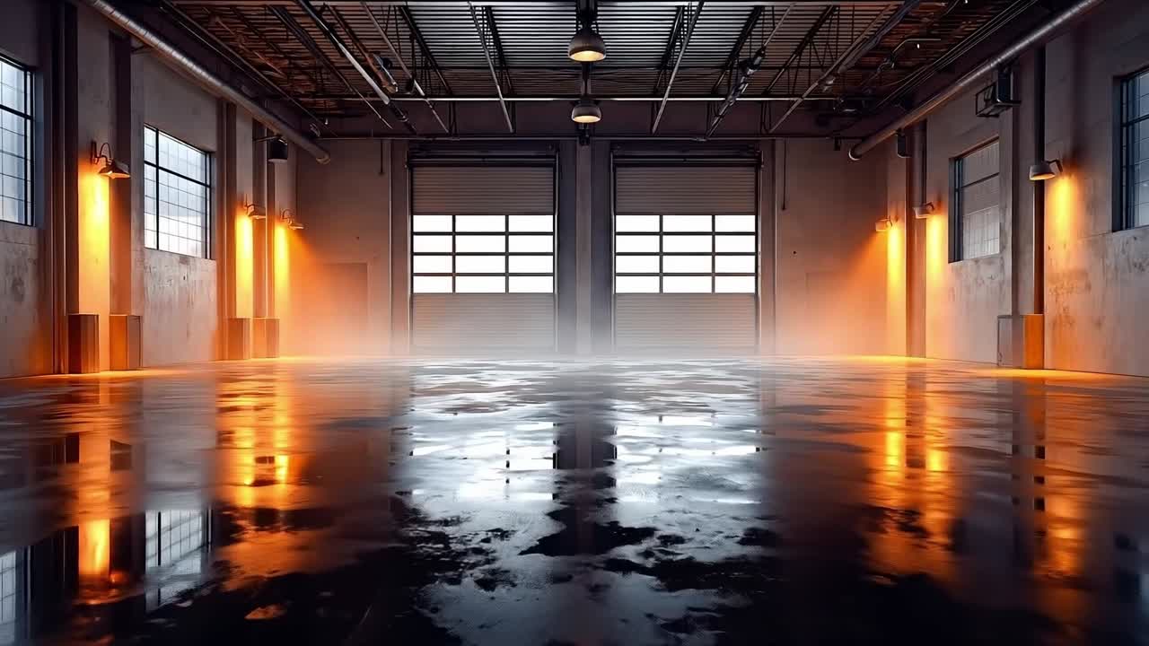 A large empty room with a lot of windows in it