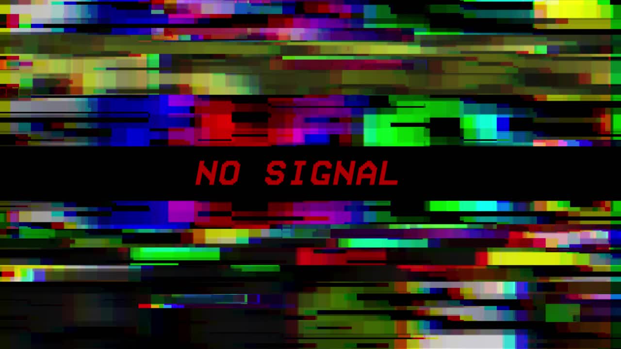 No signal 4k color data glitches television screen error color bars technical problems glitch