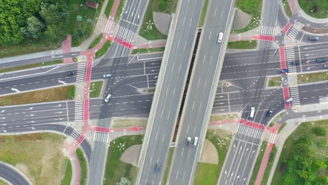 vista aérea del intercambio de carreteras. tráfico. concepto de transporte