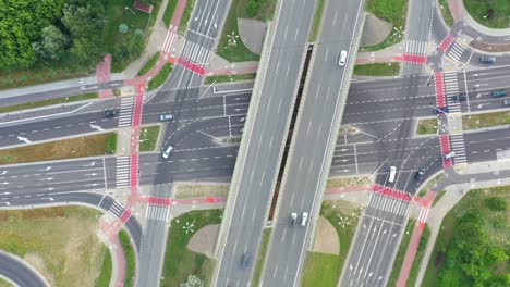 aerial view of highway interchange. traffic. transport concept