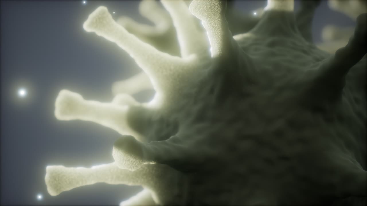 Bacteria virus or germs microorganism cells under microscope with depth