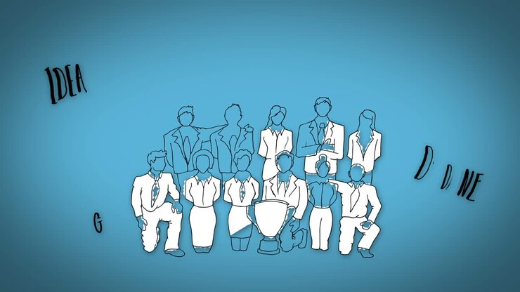 Winning business team appearing with buzzwords