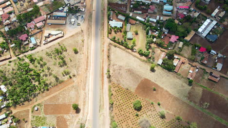 High-angle-reveal-of-a-small-town-in-rural-Kenya