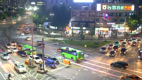 busy road in seoul at night