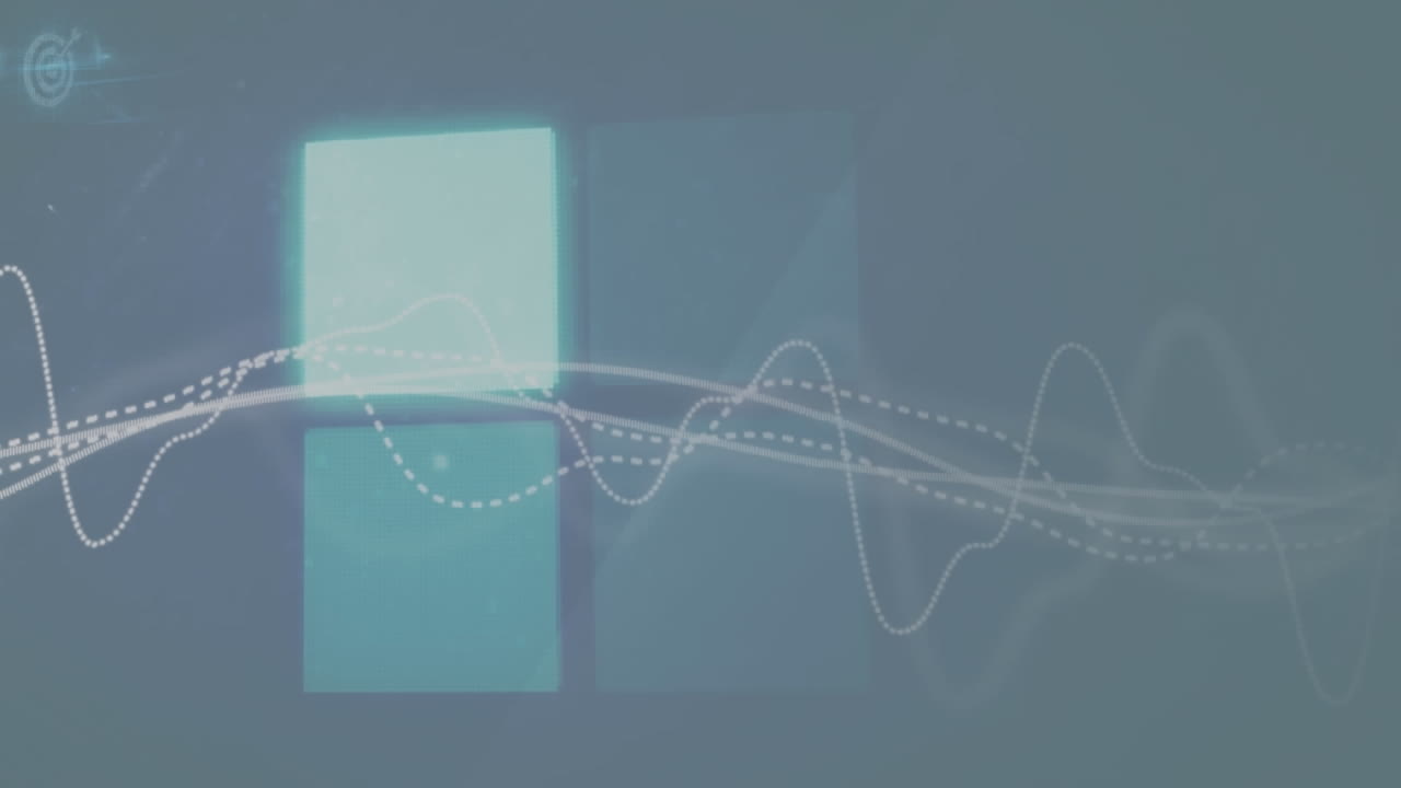 추상적인 배경에 대한 여러 그래프와 여러 사각형의 애니메이션