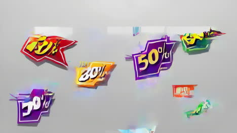 collection of colorful discount sale tags with percentages