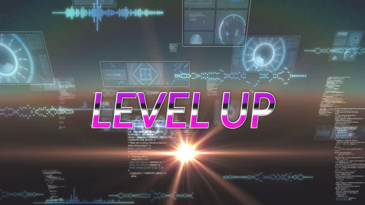 animación del texto de nivel superior sobre el escaneo del alcance y el procesamiento de datos