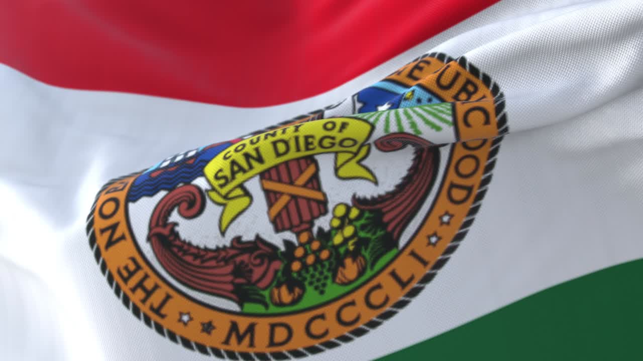 bandera del condado de san diego, estado de california, estados unidos de américa - bucle