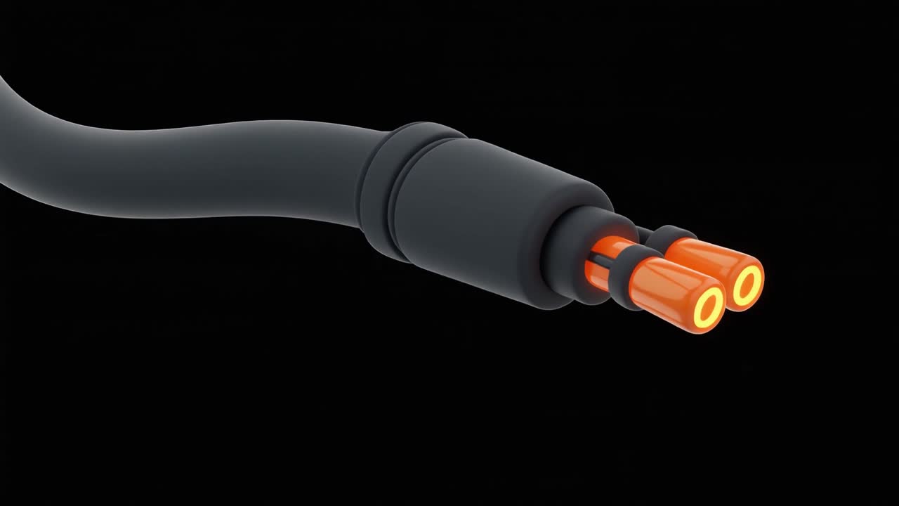Glødende elkabel med energiflow