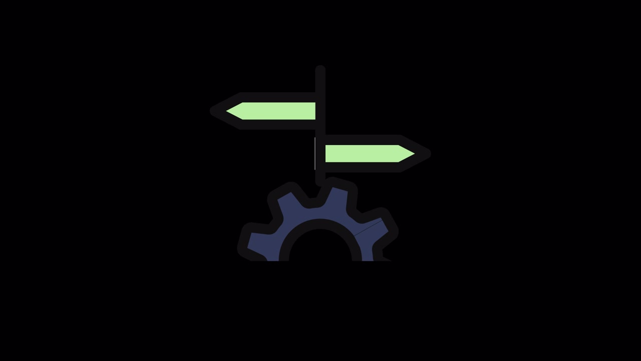 Animated Icon of Gear and Directional Arrows Representing Choice