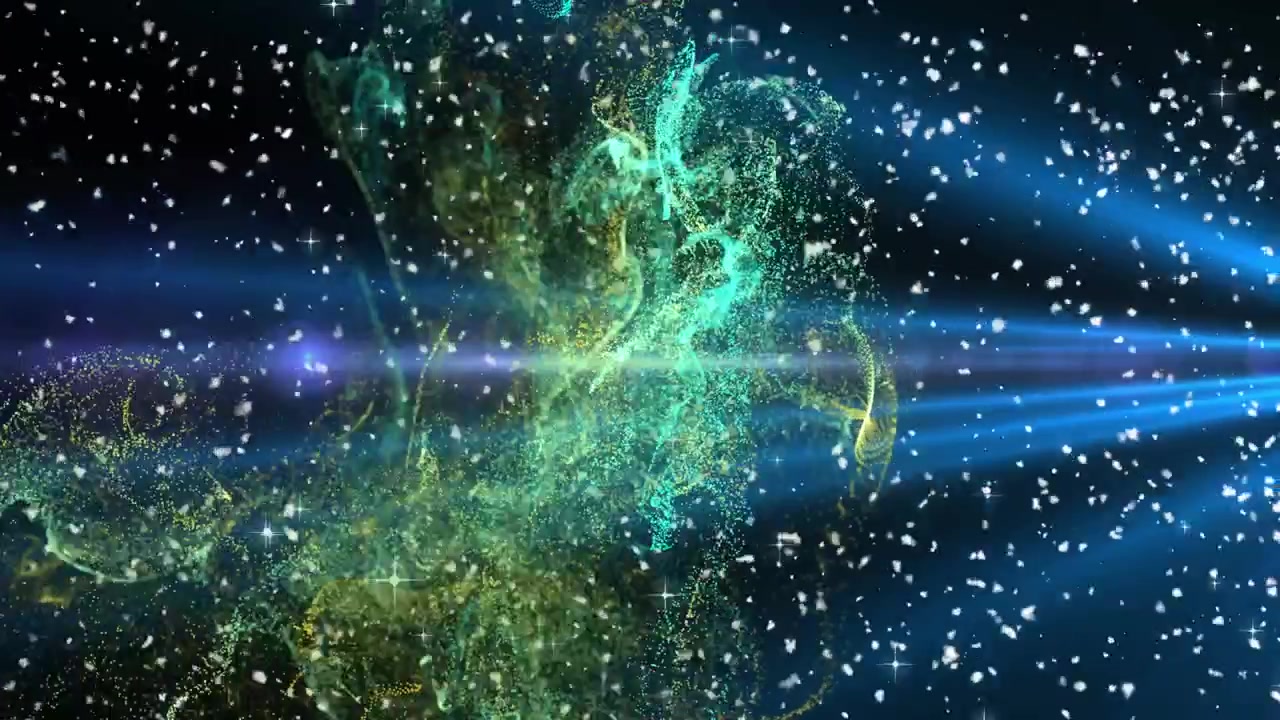 Animazione di punti luce su un filamento di DNA al neon