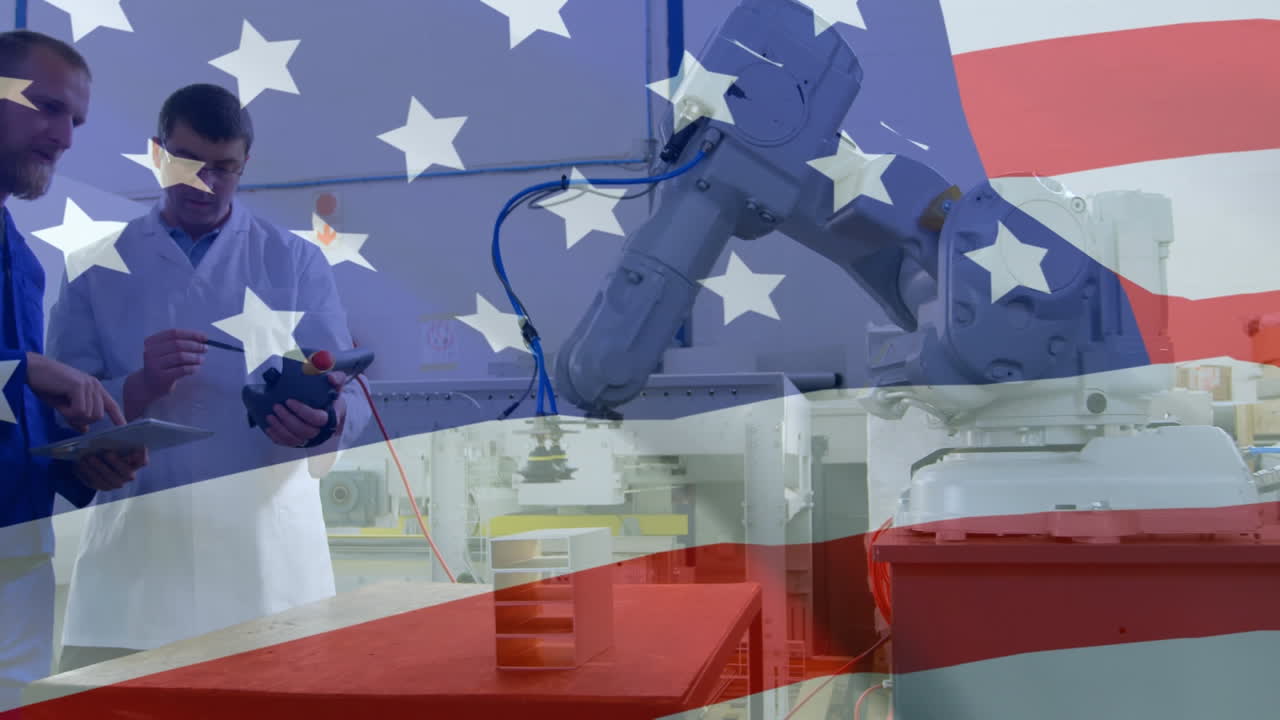 배경 에 있는 사람 위 에 흔들리는 미국  ⁇ 발 의 애니메이션