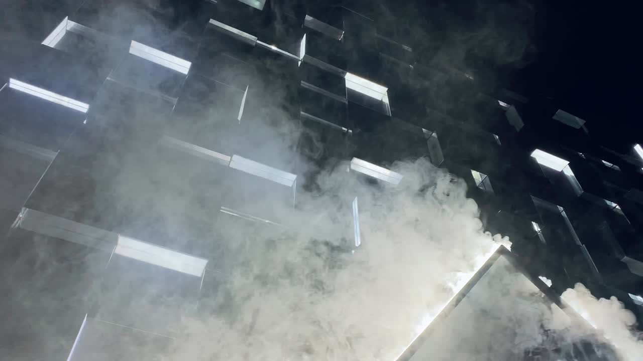 연기와 먼지 입자 효과와 함께 파란 플레어 빛 어리 추상적인 배경