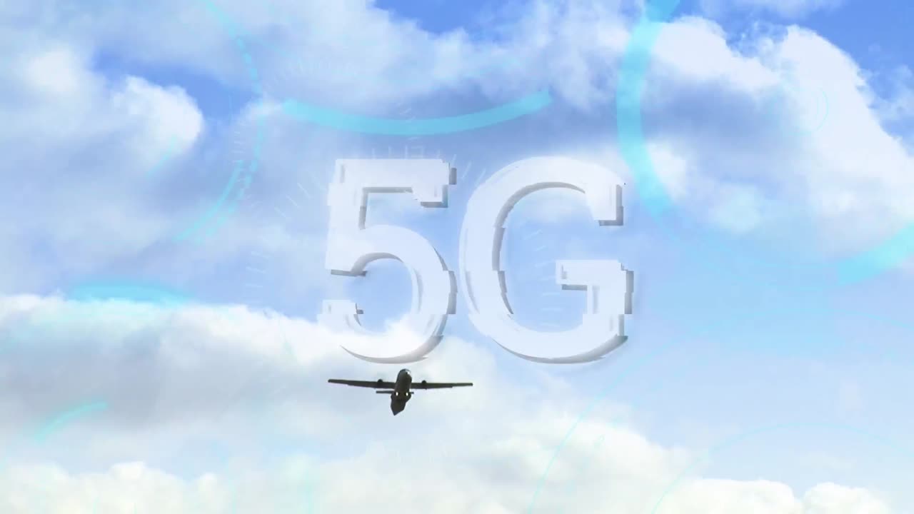 vídeo de la interfaz digital y texto 5g sobre el plano
