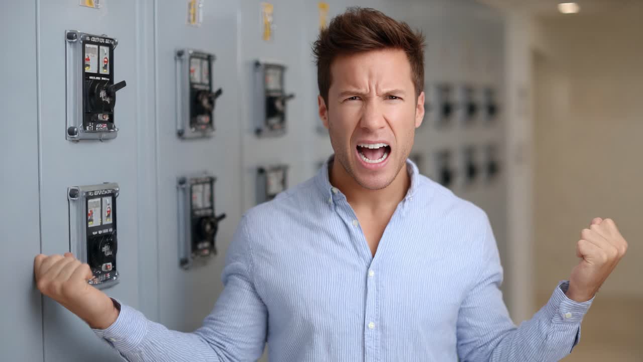 A Young Man Expresses Intense Emotion in a Locker Room Setting, Displaying Anger and Frustration, Signifying a Moment of Peak Emotion and Reaction