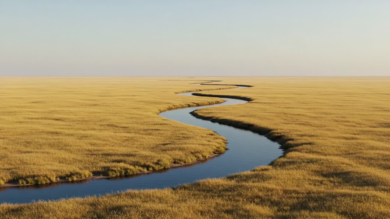 A Serene River Meandering Through Golden Fields: Capturing the Tranquil Beauty of Nature in Harmony with Its Surroundings in Two Captivating Frames