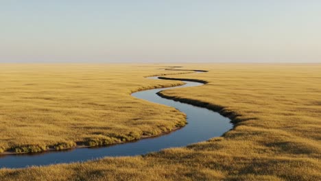 a serene river meandering through golden fields: capturing the tranquil beauty of nature in harmony with its surroundings in two captivating frames