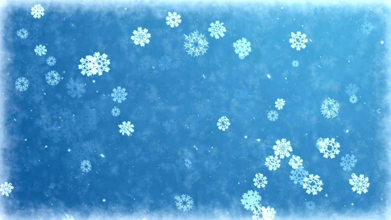 fiocchi di neve che cadono sullo sfondo ghiacciato. animazione a ciclo continuo delle vacanze invernali.