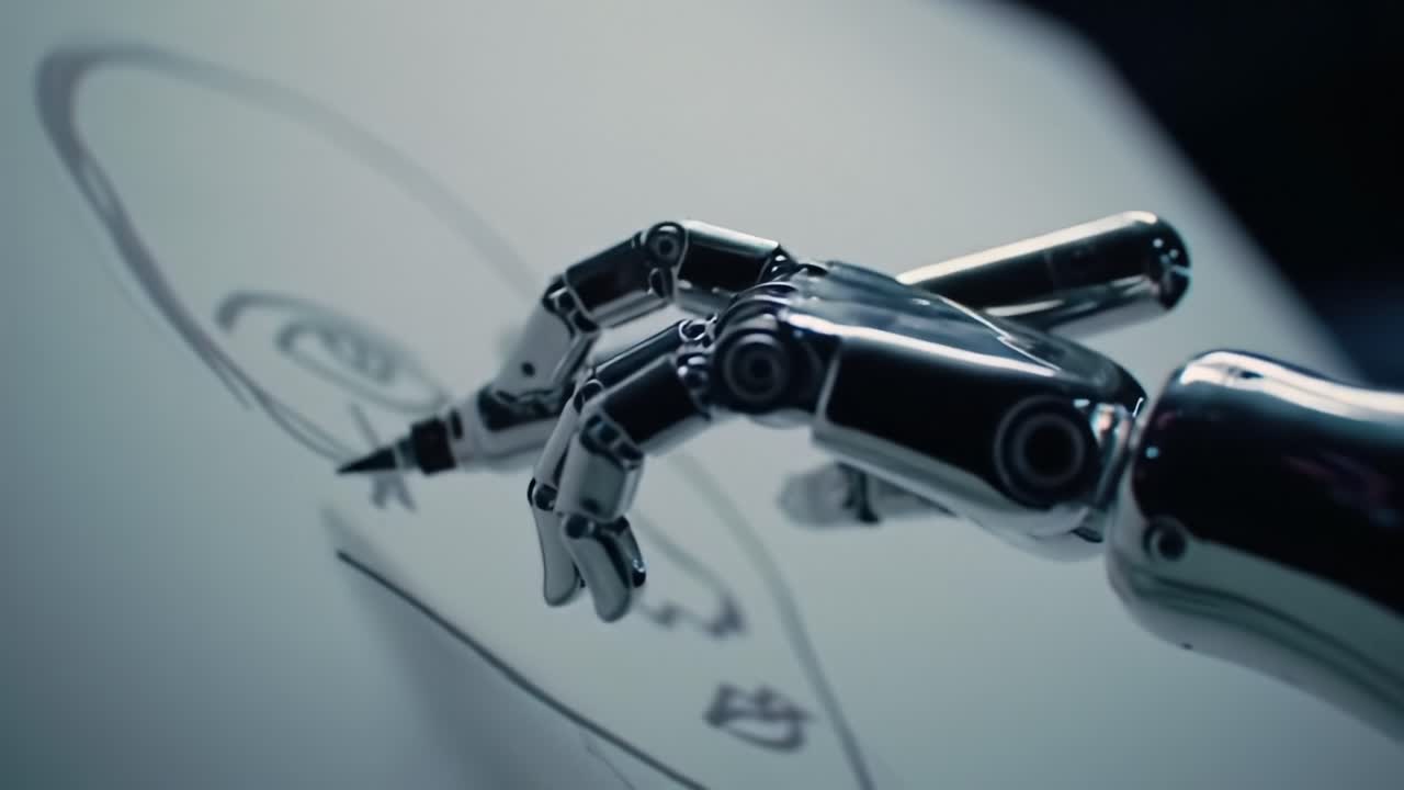 The Art of Technology: A Closer Look at the Intricate Process of a Robotic Arm Skillfully Drawing a Portrait with Precision and Elegance