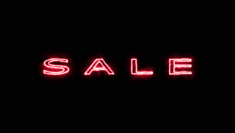 sale word outline with burning and fire effect on a black background