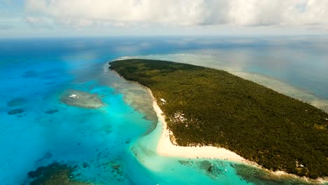 aerial view beautiful beach on tropical island. daco island, philippines, siargao