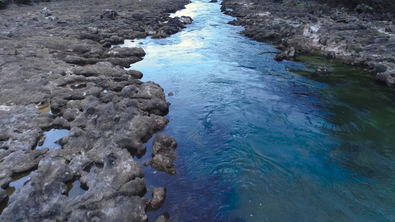 Aerial Drone Shot of Fresh Water Flowing Downstream Along Kopla River near Kostel, Slovenia